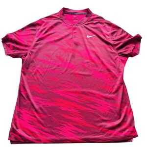 RARE Nike Mens Tiger Woods Dri-FIT Blade Collar Red Camo‎ Golf Polo Red Size L